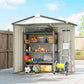 6.5' x 4' Metal Garden Shed with Lockable Doors - Silver-White