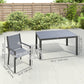 7 Piece Outdoor Dining Set with Rectangular Table and 6 Stackable Chairs, for Backyard, Lawn, Deck, Balcony, Pool Side