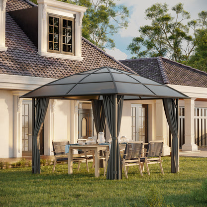 10' x 10' Dark Grey Hardtop Gazebo with Polycarbonate Roof