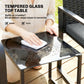 Outdoor Bistro Set, 3 Piece Wicker Patio Furniture with Mesh Seat, Glass Table, Cushions for Porch, Balcony, Grey