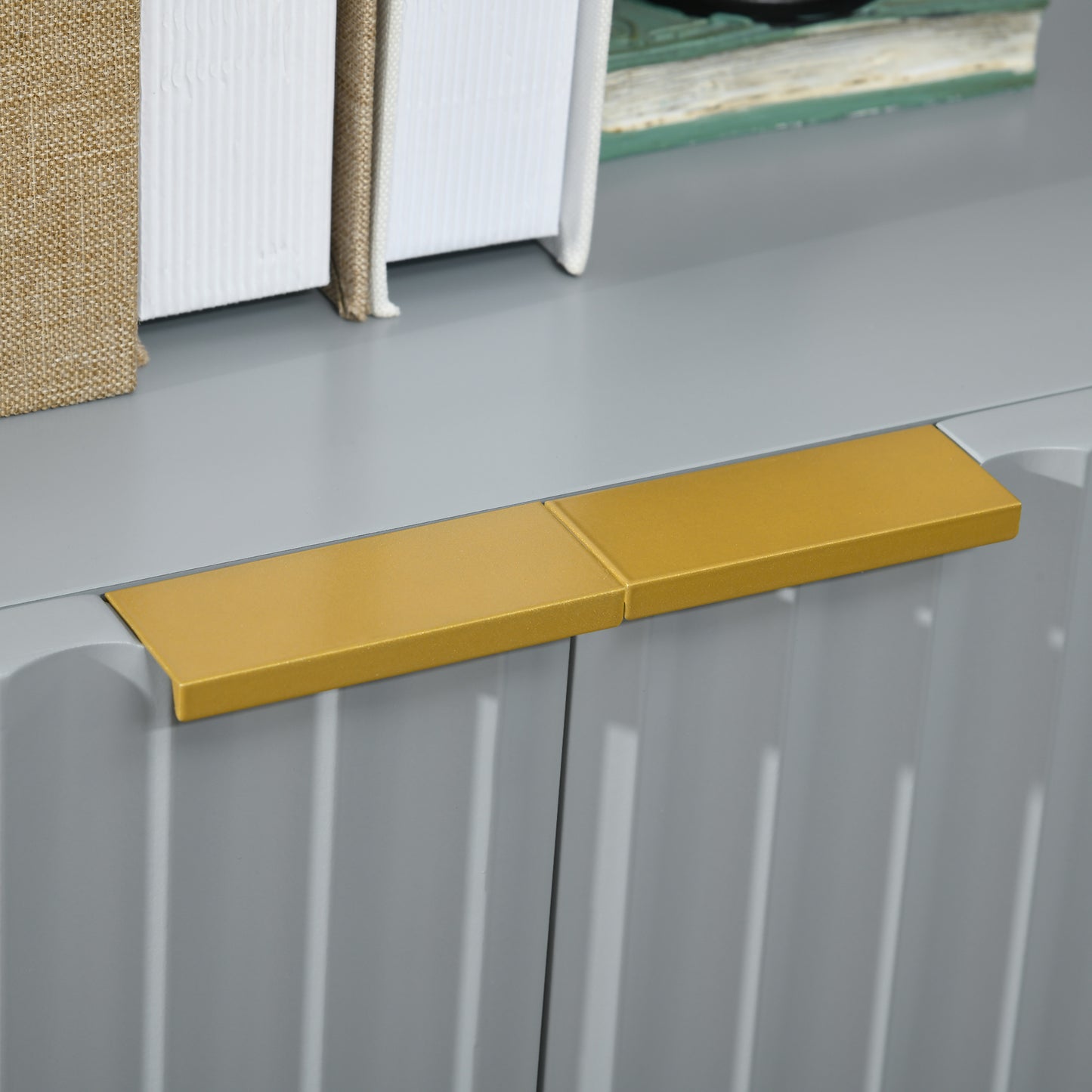 Modern Storage Cabinet Sideboard Buffet Cabinet with Gold Legs for Living Room Dining Room Hallway Grey