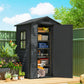 4' x 3' Plastic Garden Shed with Floor, Outdoor Small Shed with Lockable Door, Window and Vent, Dark Grey