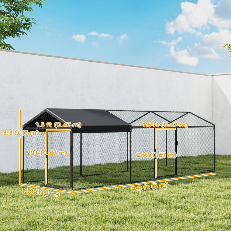 Large Metal Chicken Coop with Waterproof & Anti-UV Cover