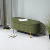 Upholstered Bedroom Bench, Channel Tufted Ottoman Bench with Thick Padding and Metal Legs, Dark Green