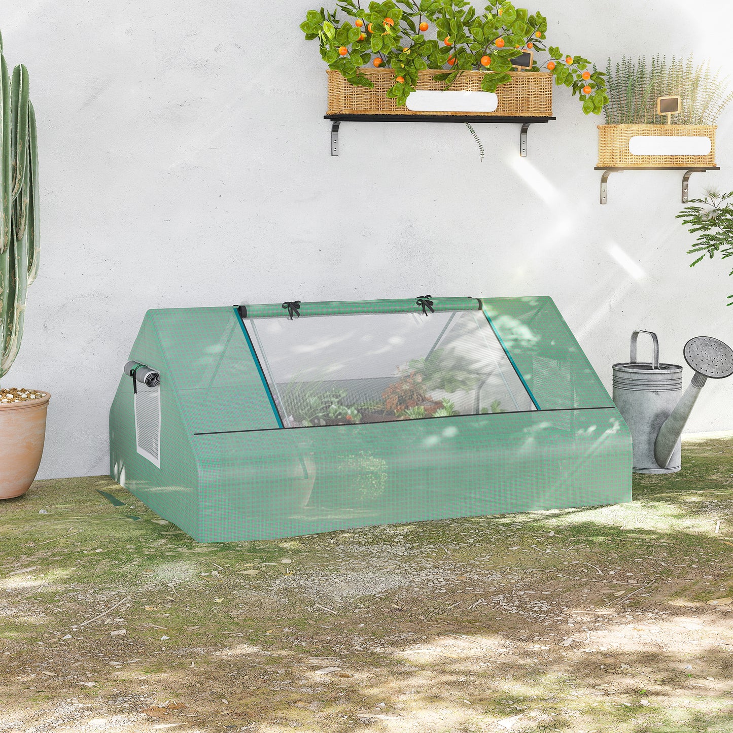 71" x 55" x 32" Mini Greenhouse Portable Hot House for Plants with 2 Large Windows and Ground Nails for Outdoor, Indoor, Garden, Gardening Kit, Green