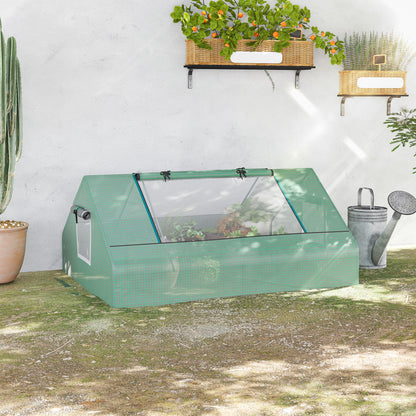 71" x 55" x 32" Green Mini Greenhouse with 2 Large Windows