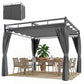 10' x 10' Outdoor Gazebo, Retractable Pergola Canopy with Curtains, UPF30+ Free Standing Metal Pergola Kit, Dark Grey