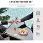 5 Pieces Patio Bar Set, Outdoor PE Rattan Wicker High Top Outdoor Table and Chairs Outdoor Bar Set with Tempered Glass Top Bar Table and Shelves, 4 Bar Chairs, Dark Brown