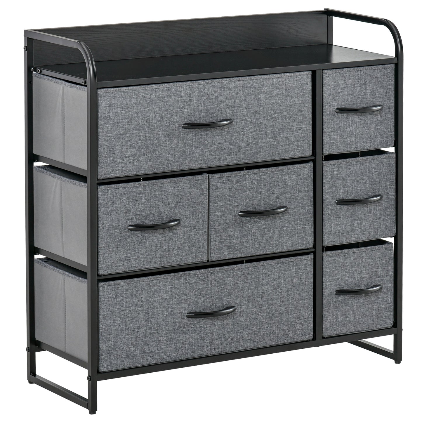 7-Bin Dresser Storage Tower Cabinet Organizer Unit, Easy Pull Fabric Bins with Metal Frame