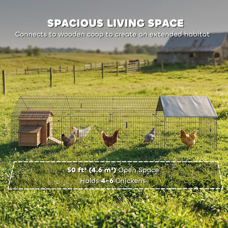 168.5" Grey Metal Chicken Coop with UV-Resistant Cover
