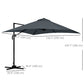 10x10ft Cantilever Umbrella Rotatable Square Market Parasol, 4 Adjustable Angle for Outdoor Backyard Patio Dark Grey