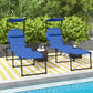 Folding Chaise Lounge with Adjustable Sunroof, Outdoor Quick Dry Padded Tanning Chairs with Headrest, Reclining Back Outdoor Lounge Chair, for Beach, Yard, Patio, Blue