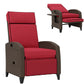 Outdoor Recliner Chair with Adjustable Backrest, Cushion, Side Tray, Black