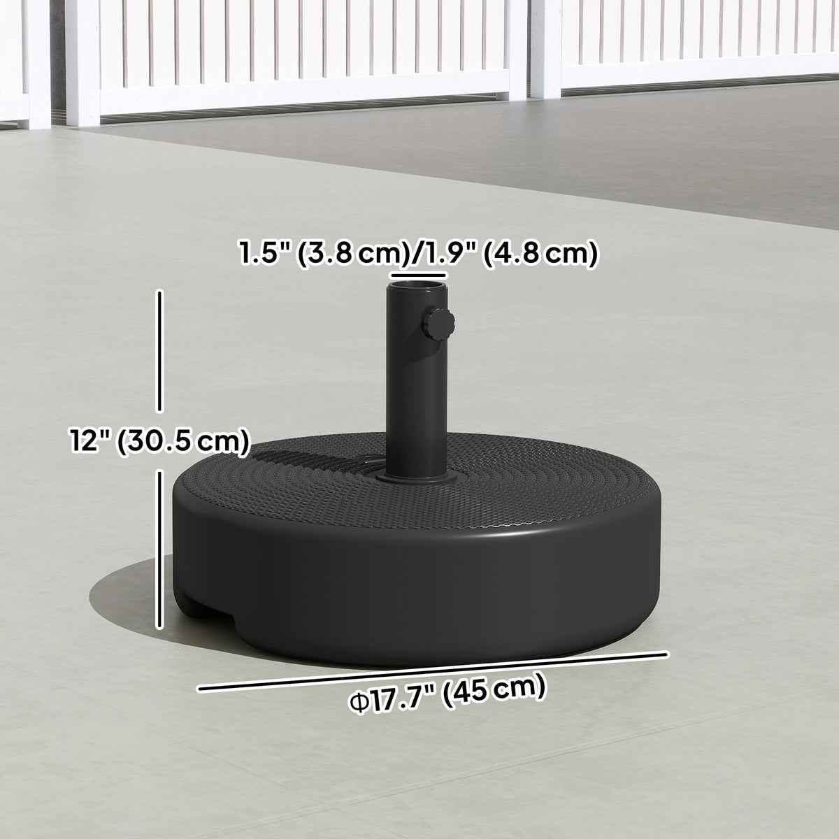 Black Fillable Patio Umbrella Base for 1.5"/1.9" Poles