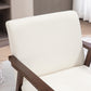 Modern Accent Chairs with Cushioned Seat, Upholstered Linen-Feel Armchair for Bedroom, Living Room, Cream White