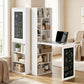 Fold-out Convertible Office Desk, Wall Mount Computer Desk with Blackboard and Side Shelf, White