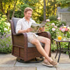 PE Rattan 360° Swivel Patio Chair with Cushion, Dark Grey