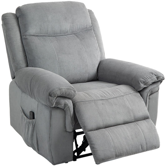 Manual Massage Recliner with Side Pockets - Grey