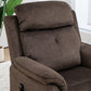 Manual Recliner Chair with Vibration Massage, Reclining Chair for Living Room with Side Pockets, Brown