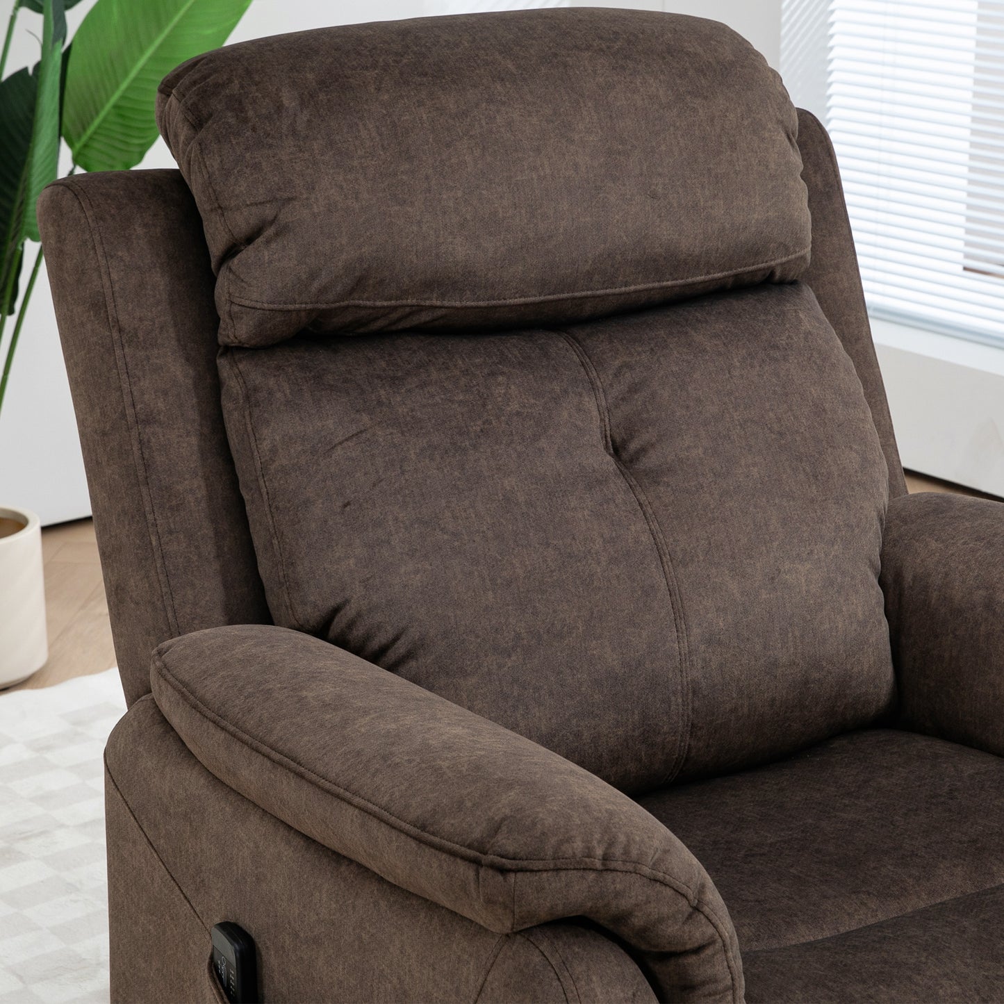 Manual Recliner Chair with Vibration Massage, Reclining Chair for Living Room with Side Pockets, Brown