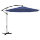 9.7ft Offset Patio UmbrellaCantilever Parasol with Crank Handle, 8 Ribs and Cross Base for Outdoor, Sun Shade, Blue