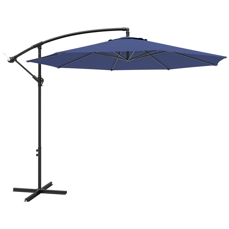 9.7ft Blue Offset Cantilever Umbrella with 8 Ribs