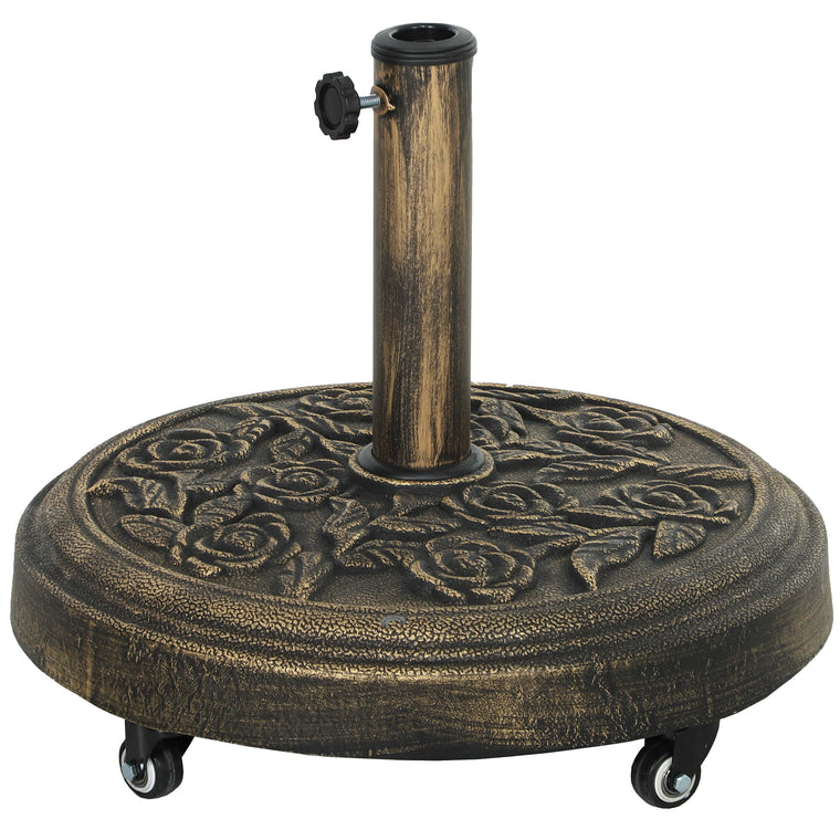 46 lbs Bronze Resin Round Umbrella Base with Wheels