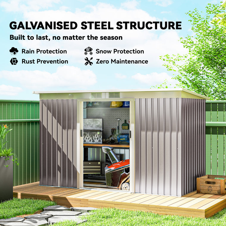 9' x 4' Metal Storage Shed with Foundation Kit and Ventilation