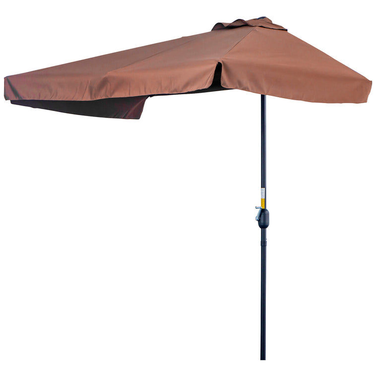 7.5ft Coffee Half Parasol with Crank Handle & Top Vent