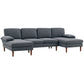 U Shape Couch with Double Chaise Lounge, Modern 4 Seater Sofa with Wooden Legs, Fabric Sofa for Living Room, Dark Grey