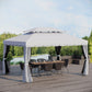 13' x 10' Outdoor Patio Gazebo Canopy with 2-Tier Polyester Roof, Vented Mesh Sidewalls and Strong Aluminum Frame for Backyard and Garden, Grey