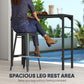 Bar Height Outdoor Table with Built-In Bottle Opener, Patio Bar Table with Wood Grain Plastic Top, 55" x 15" x 39"