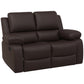 Reclining Loveseat Sofa with Pullback Control Footrest, Leather Manual Recliner for Living Room, Easy Cleaning & Assembly, Brown