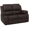 Leather Reclining Loveseat with Footrest - Brown
