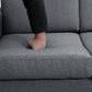 3 Seater Sofa, Linen Upholstered Cozy Padded Couch with Steel Leg, Backrest and Wide Armrest, for Living room, Bedroom, Dark Grey