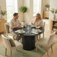 Round Dining Table for 4-6, 47 Inch Kitchen Table with Fluted Pedestal Base, for Kitchen Living Room Dining Room, Black