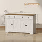 Kitchen Sideboard Cabinet with 2 Drawers, 4 Barn Doors and 2 Adjustable Shelves, Buffet Table for Living Room, White