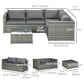 3 Pieces Rattan Wicker Outdoor Conversation Furniture Set w/ Loveseats Coffee Table Cushions for Garden, Patio, Beige