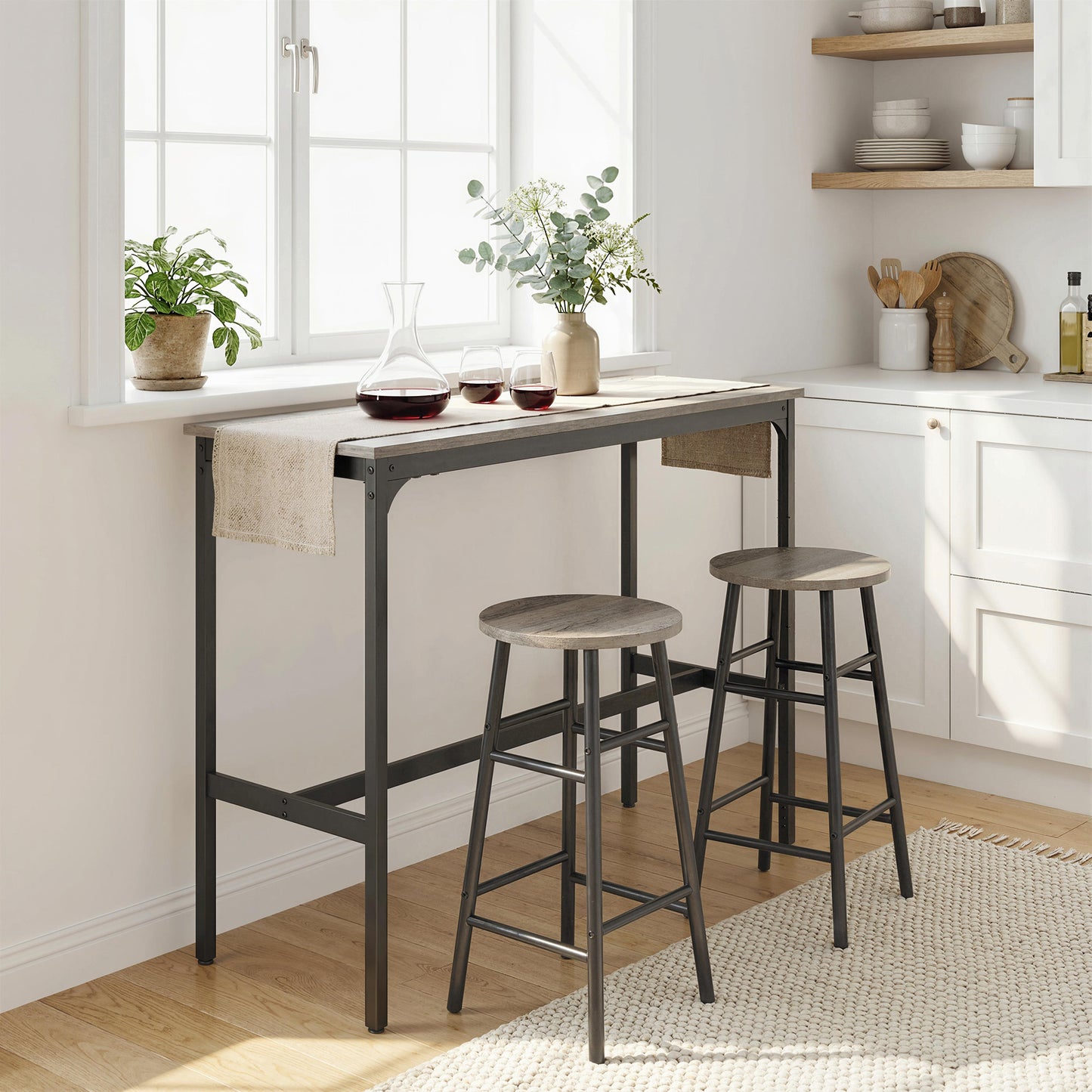 3-Piece Counter Height Bar Table and Chairs, Dining Table and Chairs Set for 2, Pub Table and Chairs