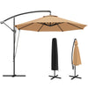 9.5' Khaki Cantilever Umbrella with Wind Protection Strap