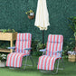 Set of 2 Garden Sun Lounger, Outdoor Reclining Seat Cushioned Seat, Foldable Adjustable Recliner, Grey and Red