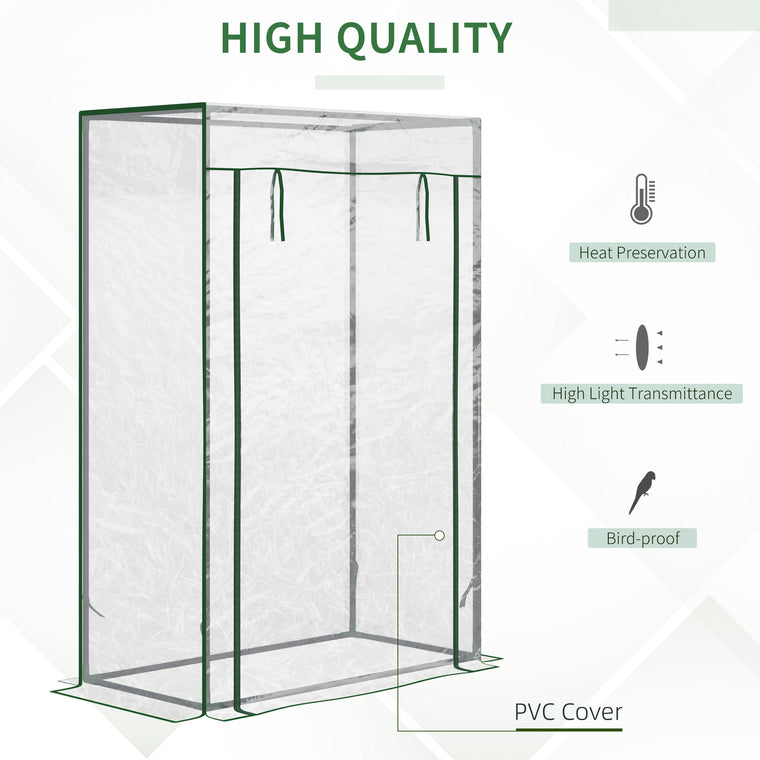 40" x 20" x 59" Clear Steel-Frame Greenhouse with Roll-Up Door