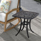 21" Square Outdoor End Table, Cast Aluminum Patio Side Table with Umbrella Hole for Garden, Balcony, Poolside, Black - Brown