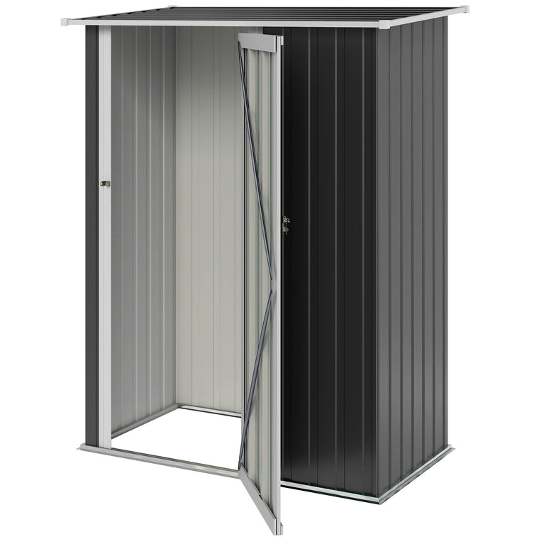 5' x 3' Metal Garden Shed with Lockable Doors and Sloped Roof