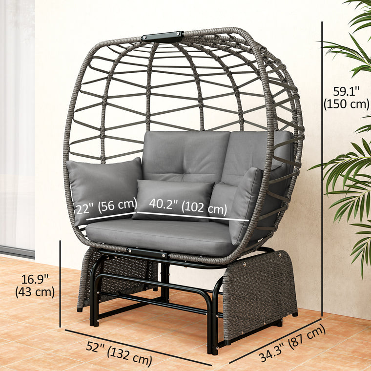Double Glider Egg Chair with Cushions and Pillows
