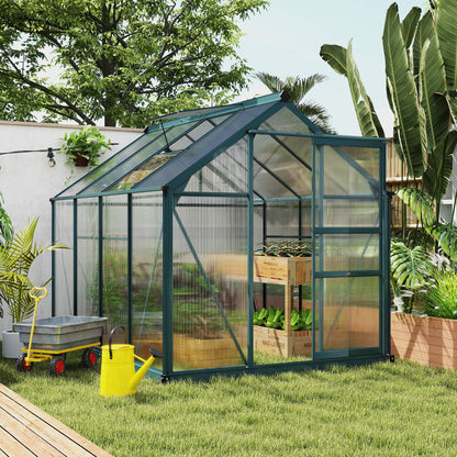 6.2' x 8.3' x 6.6' Clear Polycarbonate Greenhouse with Slide Door