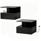 Floating Nightstand Set of 2, Wall Mounted Bedside Table with Power Outlets, Drawer and Shelf, Black