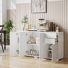 Kitchen Sideboard Storage Cabinet, Modern Coffee Bar Cabinet with Push-Open Design and 2 Drawers for Living Room, White