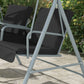2-Seater Outdoor Porch Swing with Adjustable Canopy and Table, Patio Swing Chair for Garden, Poolside, Backyard, Black
