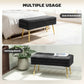 31" Storage Ottoman, Velvet End of Bed Bench with Steel Legs, Foot Stool with Storage for Bedroom, Living Room, Black